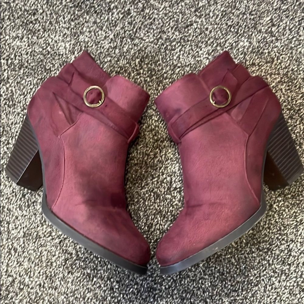 🦋Burgundy Suede Ankle Boots for Women